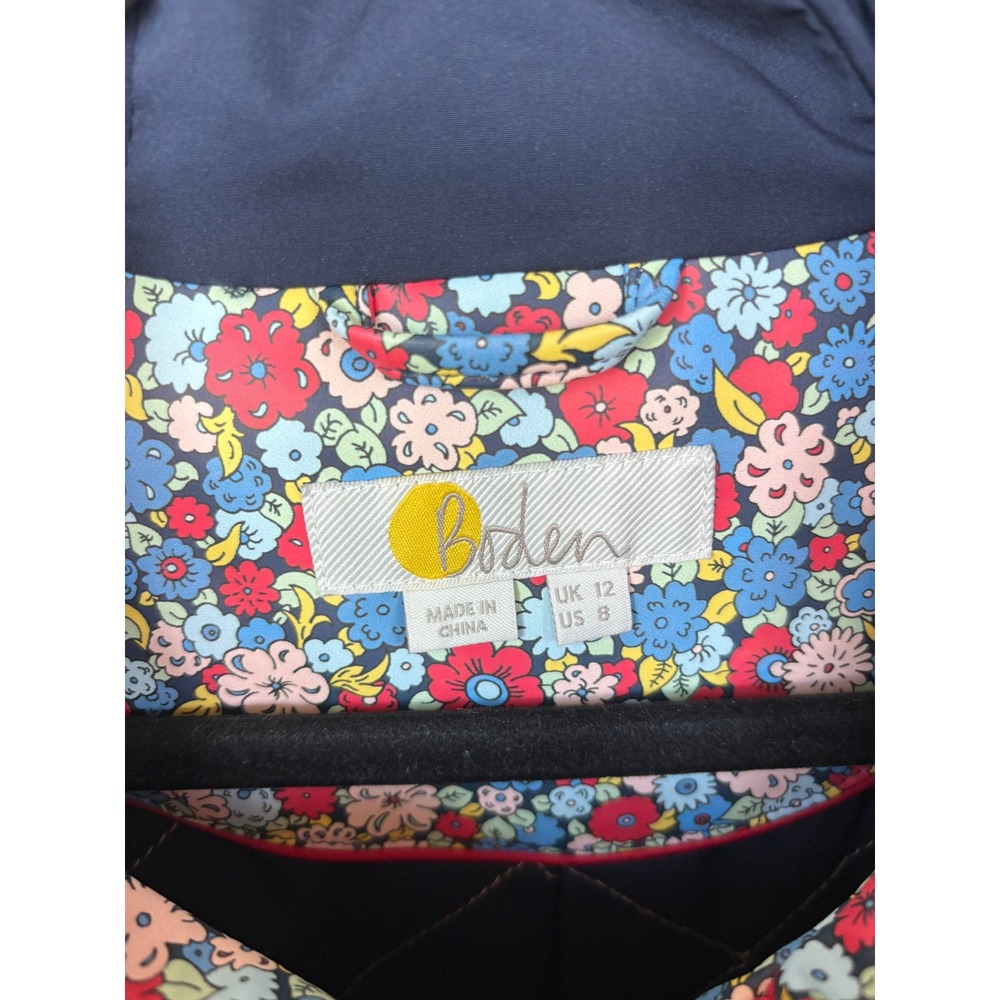 Boden Floral Hooded Raincoat Multi Color Ditsy Flower Quilted Lining Jacket US 8 - Picture 2 of 11